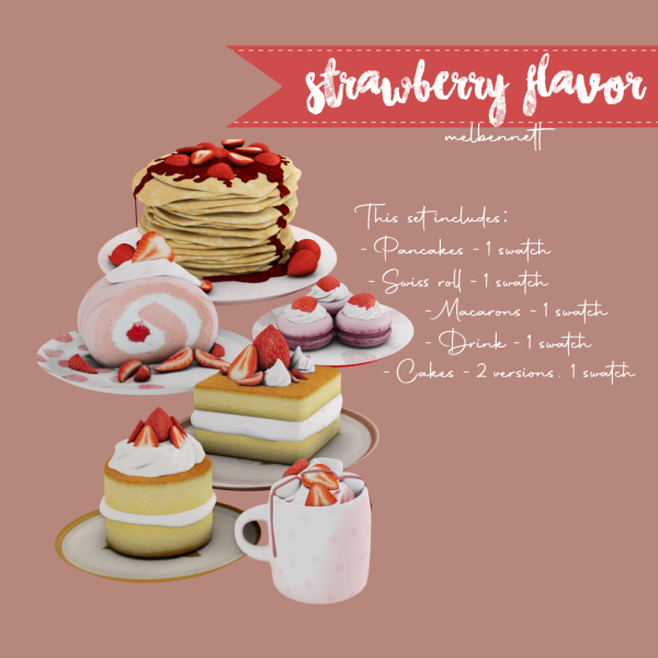 Mix Strawberry Flavor Collection by melbennett - The Sims 4 Custom Content