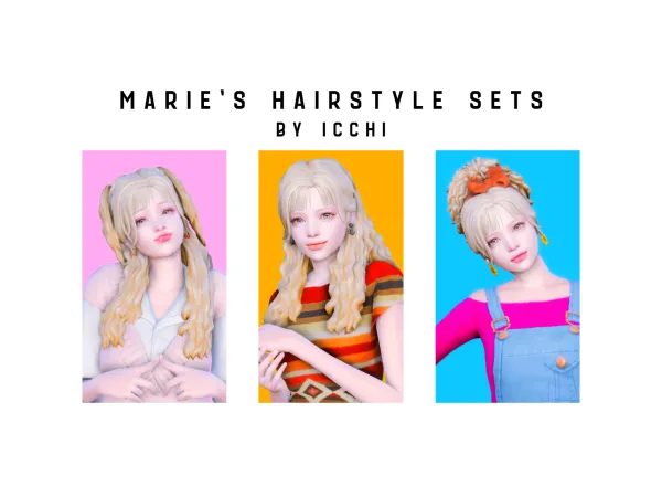 Maxis Match Marie's Hairstyle Sets by simsfinds - The Sims 4 Custom Content