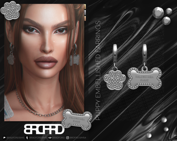 Alpha PUPPY EMBELLISHED EARRINGS BLENDER EDITION by simsfinds - The Sims 4 Custom Content