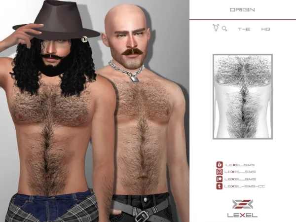 Alpha LEXEL Origin (Set of body hair) by lexel - The Sims 4 Custom Content