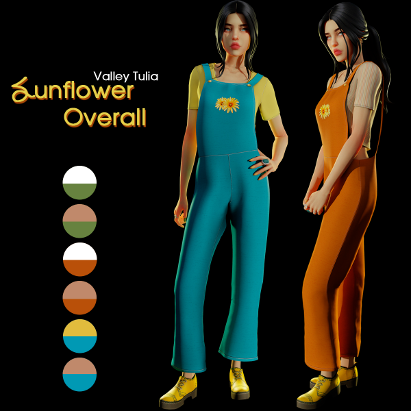 Alpha ( ) Sunflower Overall by simsfinds - The Sims 4 Custom Content