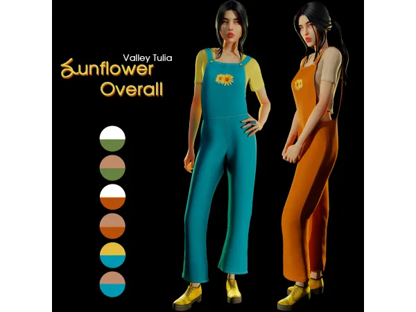 (The Sims 4) Sunflower Overall by Valley Tulya