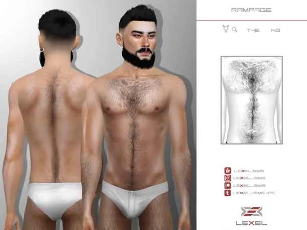 Alpha LEXEL Rampage (Set of body hair) - The Sims 4 Custom Content