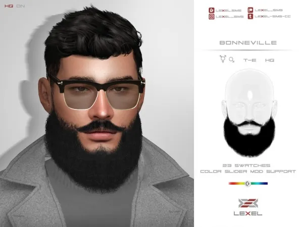 Alpha LEXEL Bonneville (3D facial hair) by lexel - The Sims 4 Custom Content