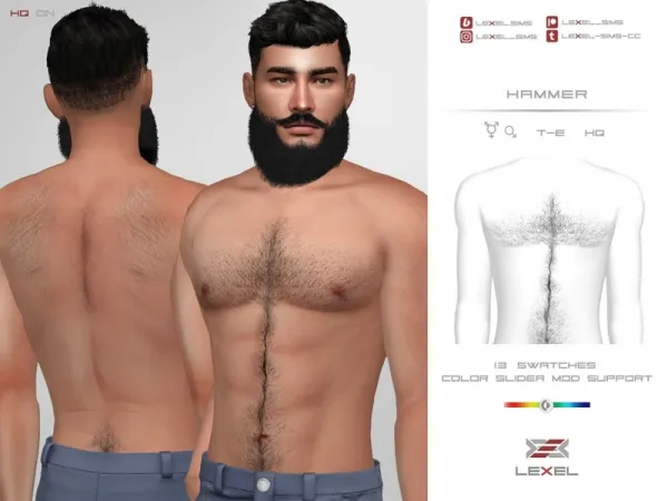 Alpha LEXEL Hammer (set of body hair) by lexel - The Sims 4 Custom Content