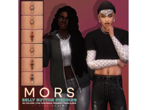 Mix MORS Belly Button Piercing by pralinesims - The Sims 4 Custom Content