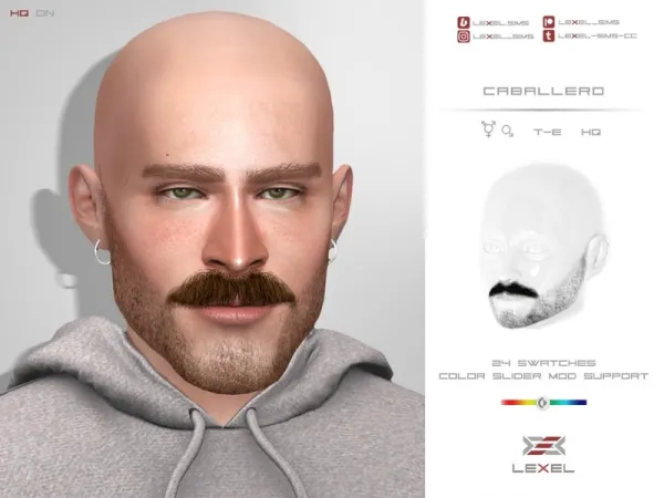 Alpha LEXEL Caballero (3D facial hair) by lexel - The Sims 4 Custom Content