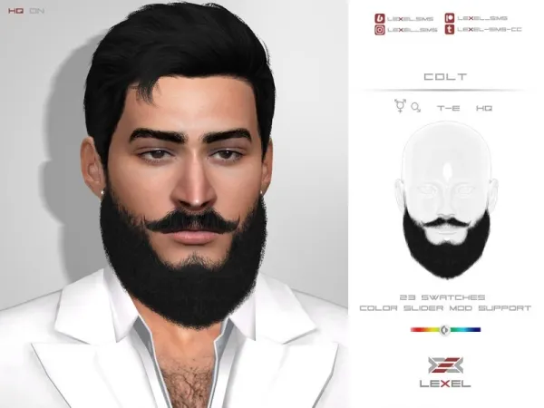 Alpha LEXEL Colt Odessey (3D facial hairs) by lexel - The Sims 4 Custom Content