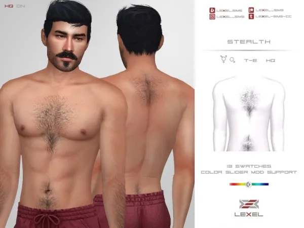 Alpha LEXEL Stealth (Set of body hair) - The Sims 4 Custom Content