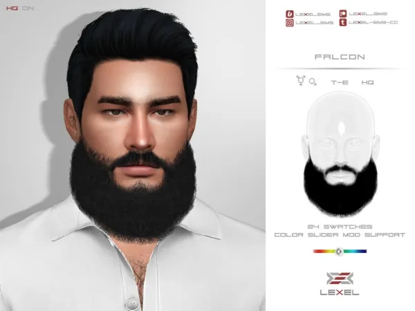 Alpha LEXEL Falcon (3D facial hair) by lexel - The Sims 4 Custom Content