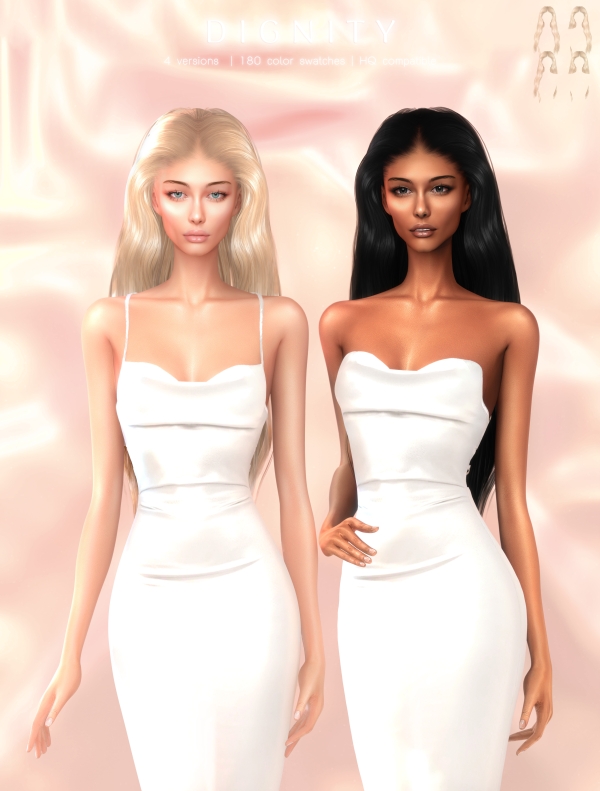 Alpha Dignity Hairstyle by greenteahoney - The Sims 4 Custom Content