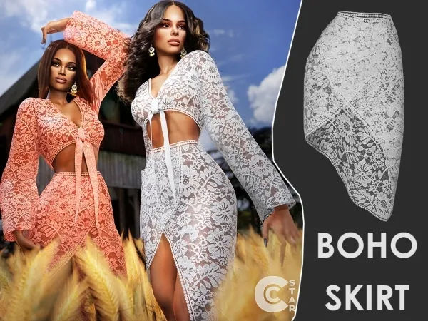 Alpha Bohemian Lace Skirt cool_content_star by cool_content_star - The Sims 4 custom content