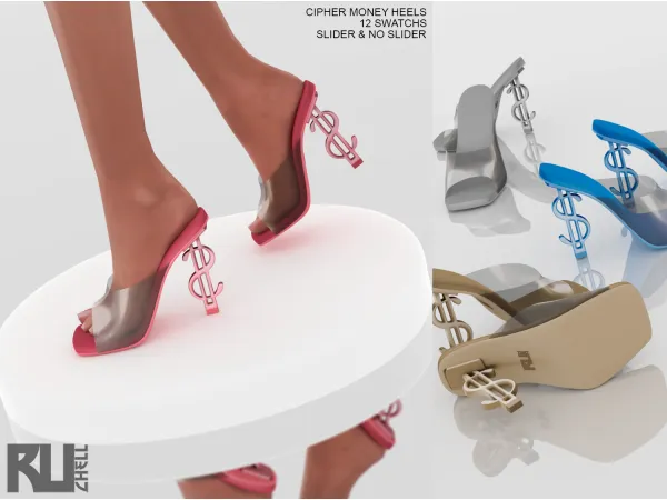 Alpha cipher money heels by ruchellsims - The Sims 4 Custom Content