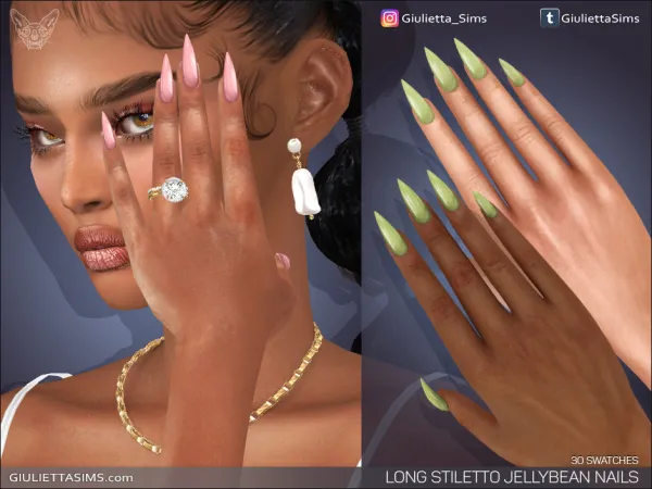 Alpha Long Stiletto Jellybean Nails by simsfinds - The Sims 4 Custom Content