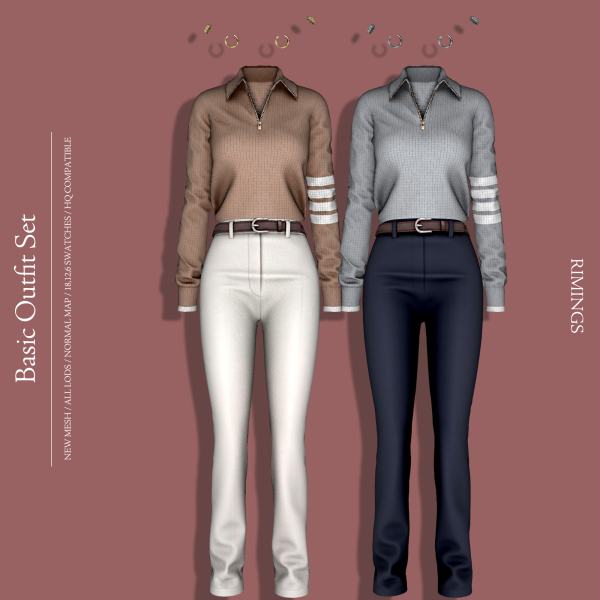 Alpha [RIMINGS] Basic Outfit Set by simsfinds - The Sims 4 Custom Content