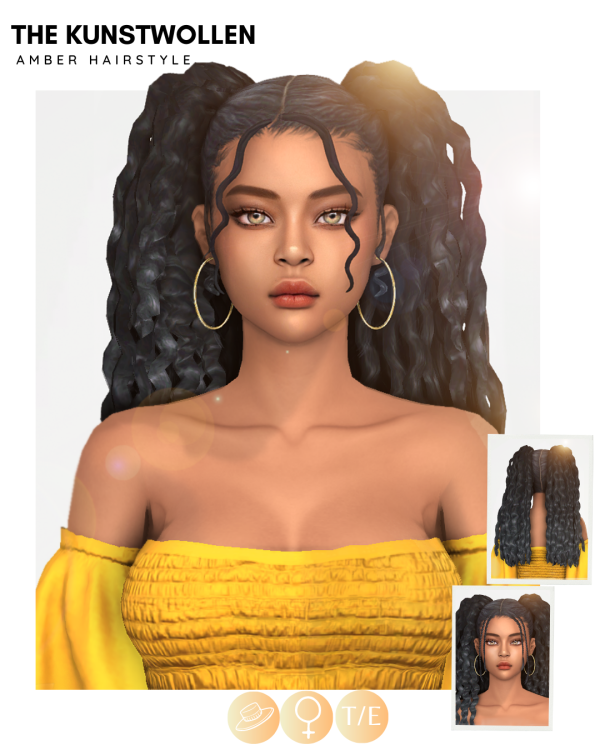 Maxis Match Amber hair set by The_Kunstwollen - The Sims 4 Custom Content