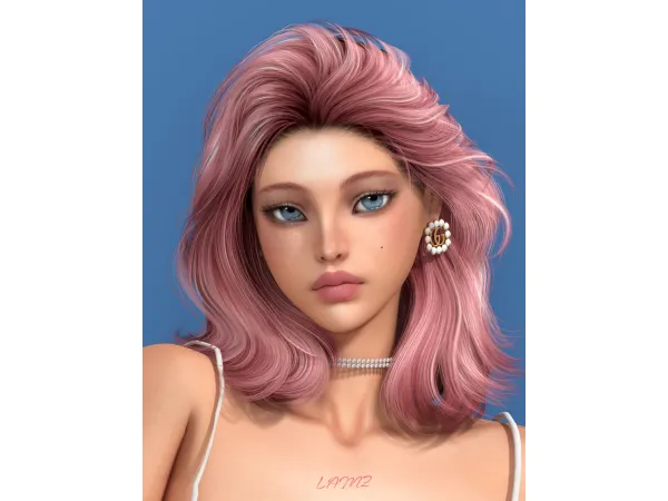 Alpha NaturalWavyHairstyles_001F by LAMZ - The Sims 4 Custom Content