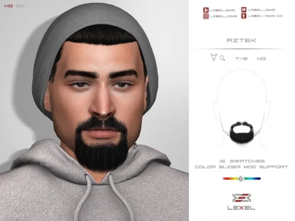 Alpha LEXEL AZTEK (3D FACIAL HAIR) - The Sims 4 Custom Content