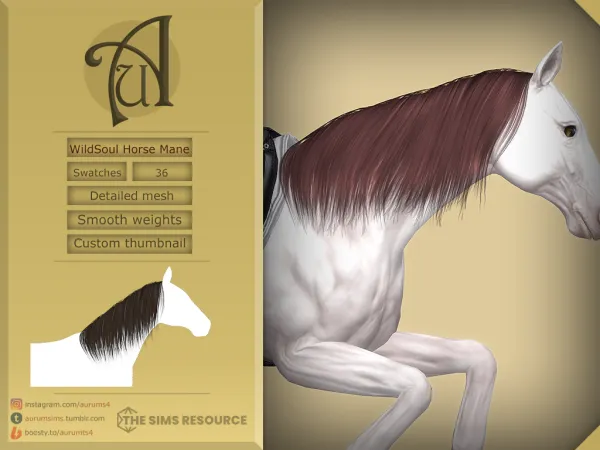 Maxis Match WILDSOUL HORSE ALPHA STYLED MANE by aurum - The Sims 4 Custom Content