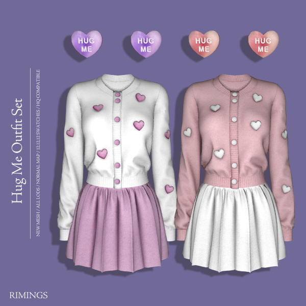 Alpha [RIMINGS] Hug Me Outfit Set by simsfinds - The Sims 4 Custom Content