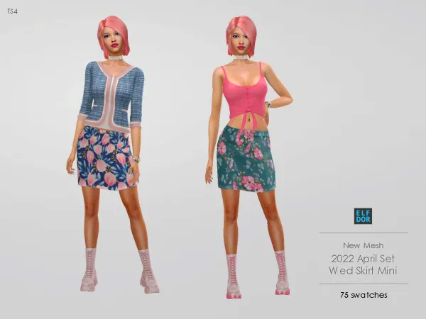 Mix Just A Mini Skirt by elfdor - The Sims 4 Custom Content