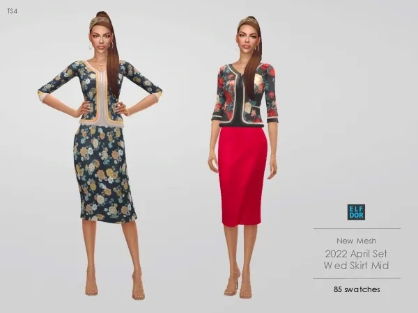 Mix Just A Midi Skirt by elfdor - The Sims 4 Custom Content