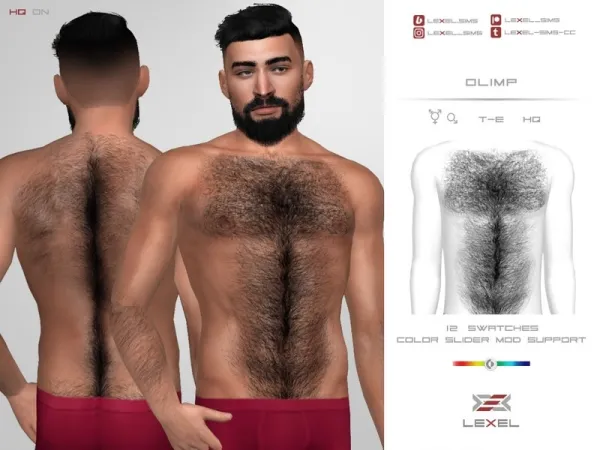 Alpha LEXEL Olimp (set of body hair) by lexel - The Sims 4 Custom Content
