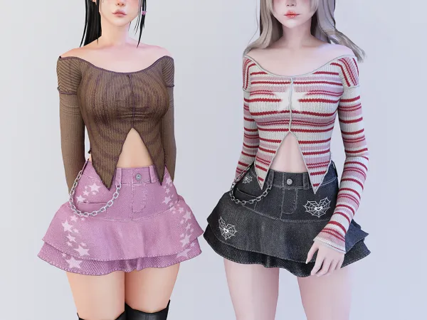 Alpha Dulce mini skirt Traceum high top by babyetears - The Sims 4 Custom Content