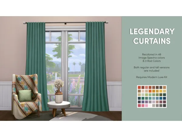 Maxis Match Legendary Curtains Recolors - The Sims 4 Custom Content