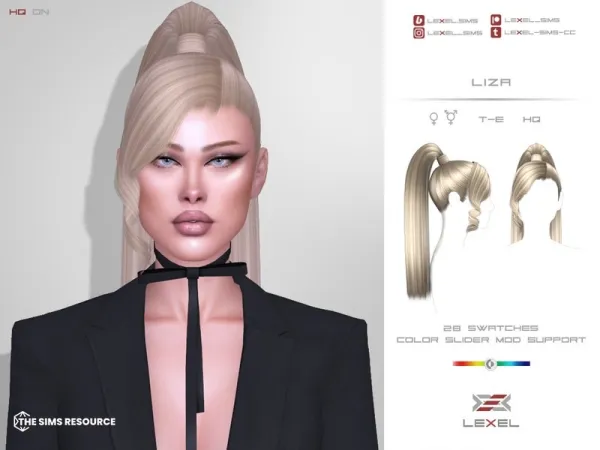 Alpha LEXEL Liza (hairstyle) by lexel - The Sims 4 Custom Content