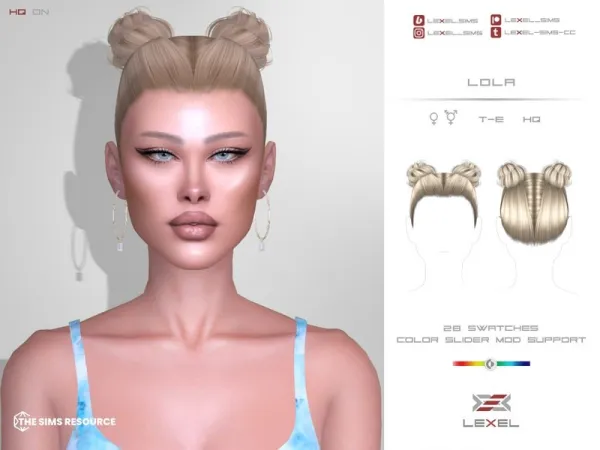 Alpha LEXEL Lola (hairstyle) by lexel - The Sims 4 Custom Content