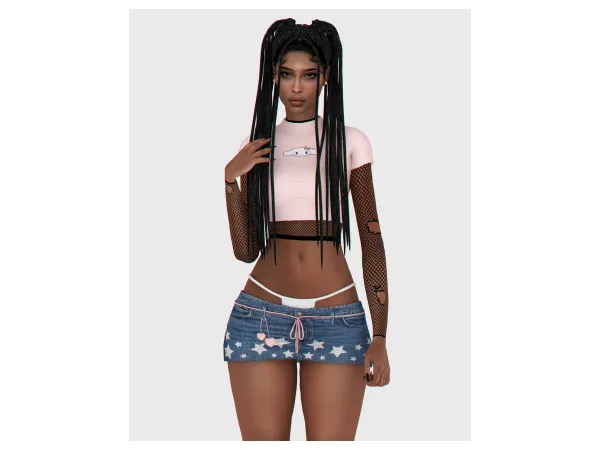Alpha Low Rise Mini Jeans Skirt by BackTrack - The Sims 4 Custom Content