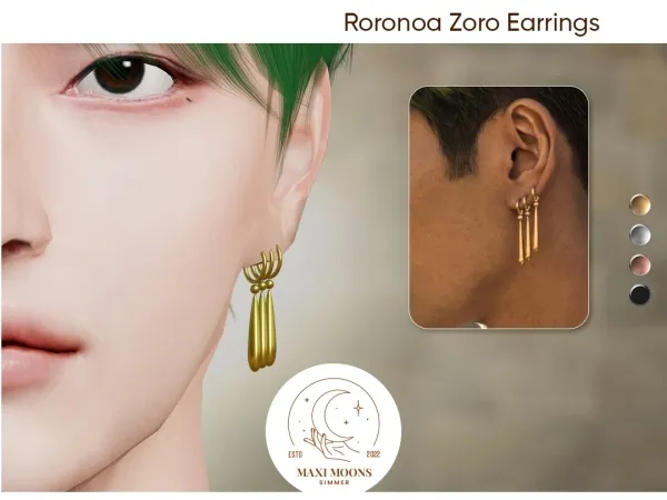Mix Roronoa Zoro Earrings (from One Piece) by maximoons - The Sims 4 Custom Content