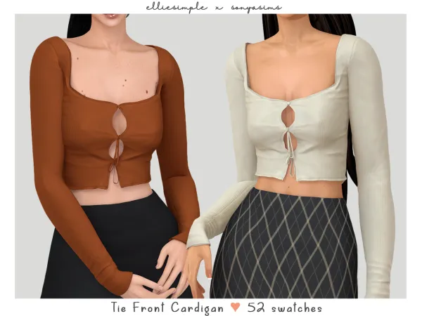 Alpha elliesimple x sonyasims tie front cardigan by elliesimple - The Sims 4 custom content