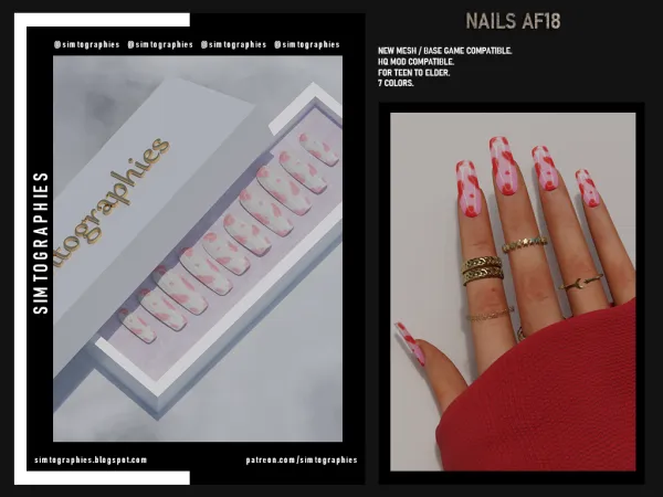 Alpha Nails AF18 by simtographies - The Sims 4 Custom Content
