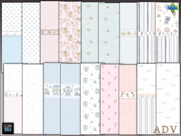 Maxis Match Wallpapers for the nursery room - The Sims 4 Custom Content