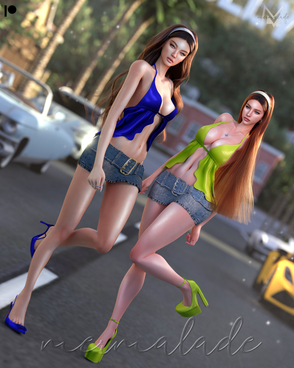 Alpha Satin Top and Micro Mini Skirt by mermalade - The Sims 4 Custom Content