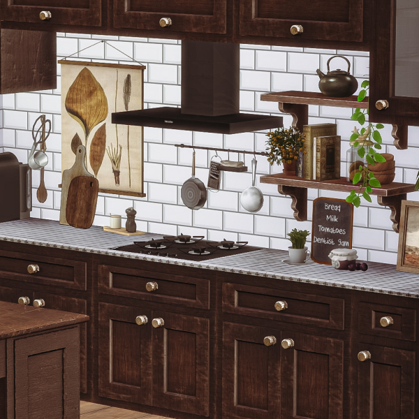 Alpha Dark Academia (2) Kitchen by simsfinds - The Sims 4 Custom Content