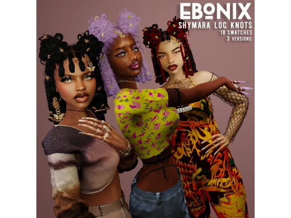 Alpha Shymara Bob Loc Knots by Ebonix - The Sims 4 Custom Content
