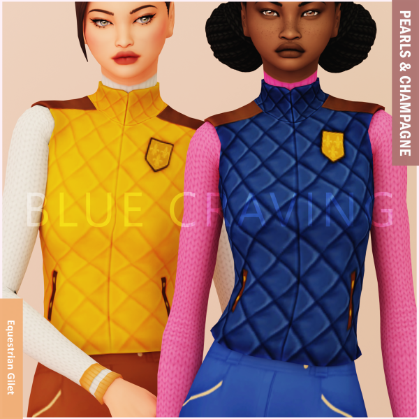 Maxis Match Blue Craving Equestrian Gilet by bluecraving - The Sims 4 Custom Content