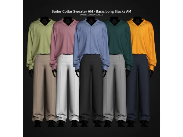 Sailor Collar Sweater AM · Basic Long Slacks AM by gorillax3