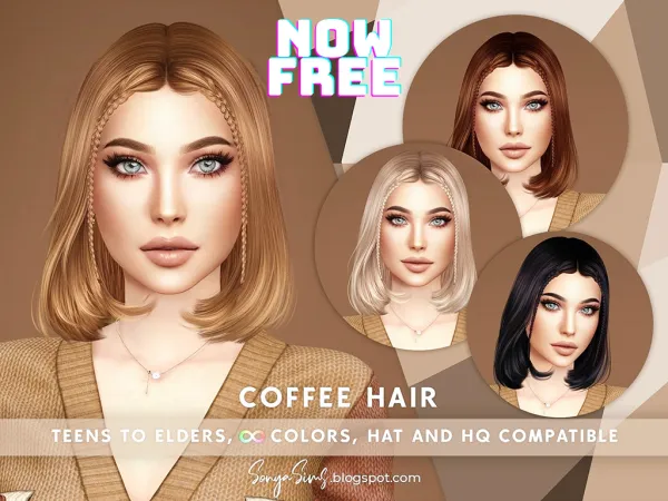 Alpha Coffee Hair NOW PUBLIC by SonyaSims - The Sims 4 Custom Content