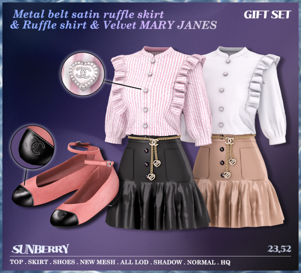 Alpha [SUNBERRY]GIFT SET_Logo Clothes shoes set (Early access) by simsfinds - The Sims 4 Custom Content