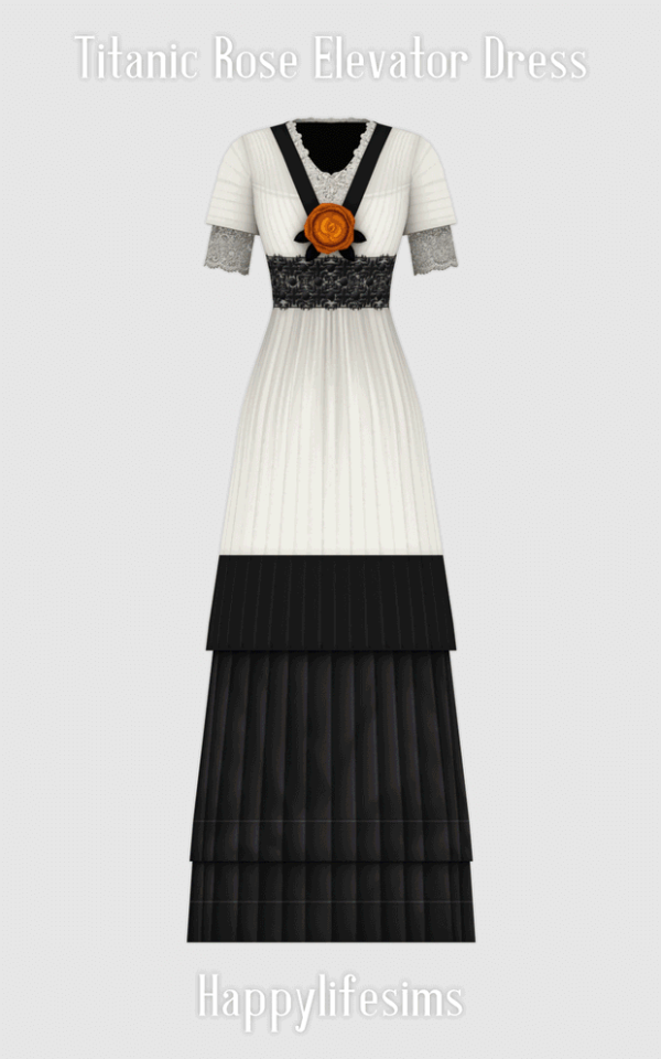 Mix [Lonelyboy] Titanic Rose Elevator Dress (Koonam) by simsfinds - The Sims 4 Custom Content