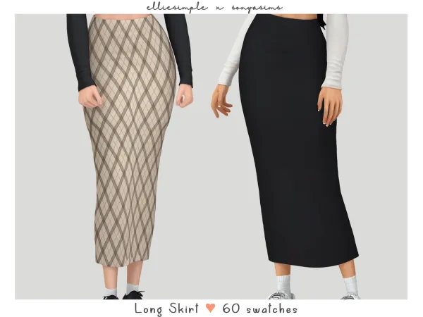 Alpha Elliesimple x Sonyasims Long skirt by elliesimple - The Sims 4 Custom Content