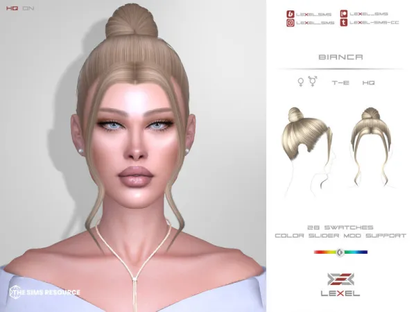 Alpha LEXEL Bianca (hairstyle) by lexel - The Sims 4 Custom Content