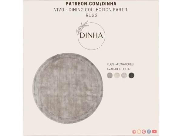 Alpha Vivo Dining Collection Part 1 (Rugs) - The Sims 4 Custom Content