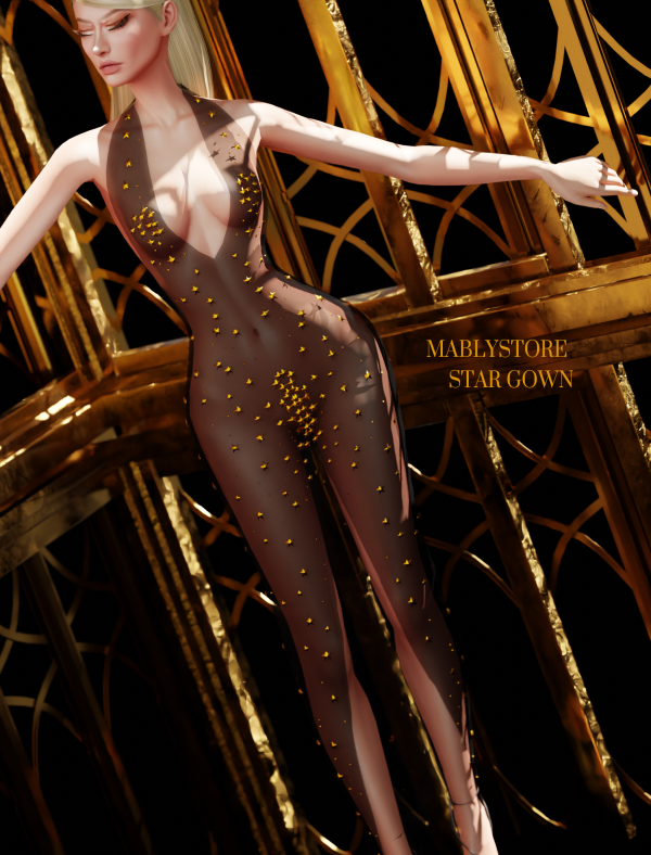 Alpha STAR GOWN by simsfinds - The Sims 4 Custom Content