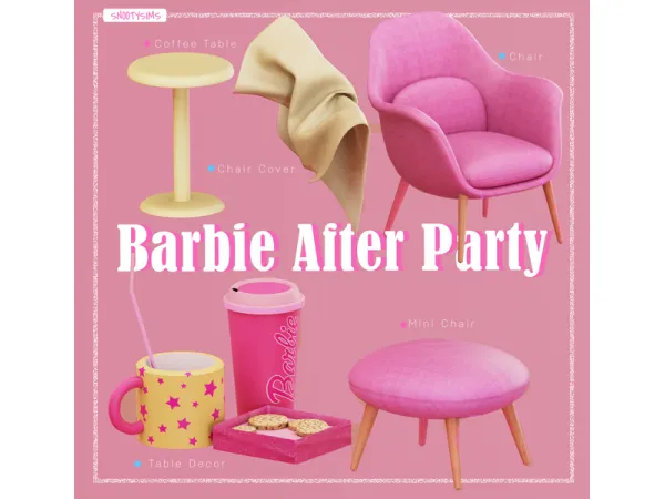 Alpha Barbie After Party Set by SNOOTYSIMS - The Sims 4 Custom Content