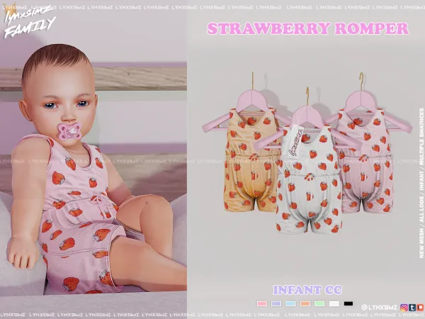 Alpha Infant Strawberry Romper by LYNXsimz Family - The Sims 4 Custom Content
